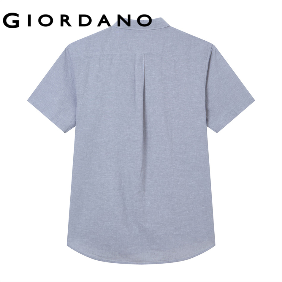 GIORDANO قميص رجالي قطن وكتان نصف كم — صورة 4