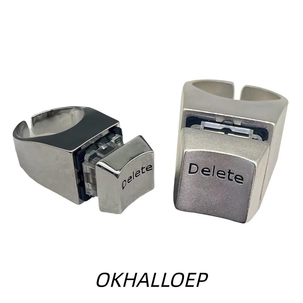 IOKHALLO Anything แหวน, แหวนเปิดการบีบอัดแบบปรับได้, โลหะที่ไม่ซ้ํากัน Vent คีย์บอร์ด Statement แหวนเครื่องประดับ