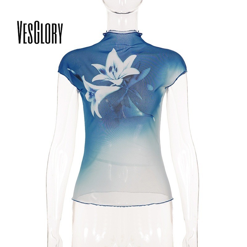 VesGlory ผู้หญิง 2026 พิมพ์รอบคอแขนกุดตาข่าย Tank Top แฟชั่น New Daily College Y2k — صورة 6