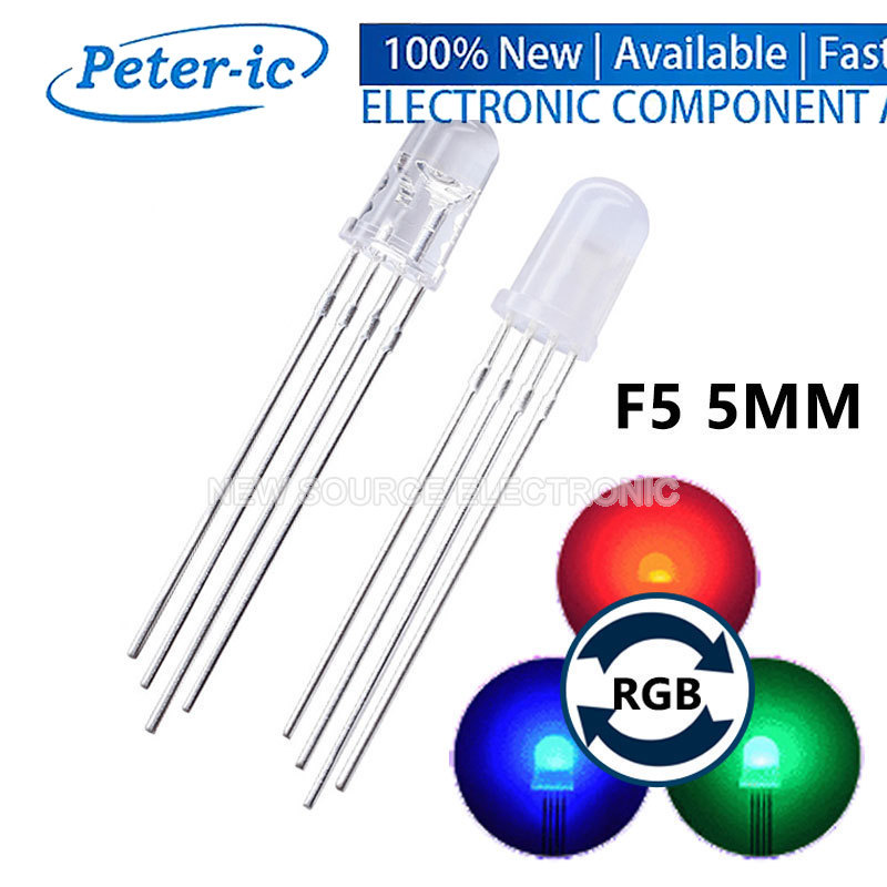 (10 ชิ้น) 5 มม. RGB LED Common Cathode / Common Anode Tri-Color Emitting Diodes F5 RGB Diffused / ไฮไลท์โปร่งใส