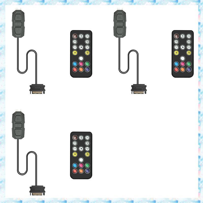 [RQMU] 3X ARGB Controller 5V 3pin to SATA Power Supply RGB Controller 3PIN Hub สําหรับคอมพิวเตอร์เคส