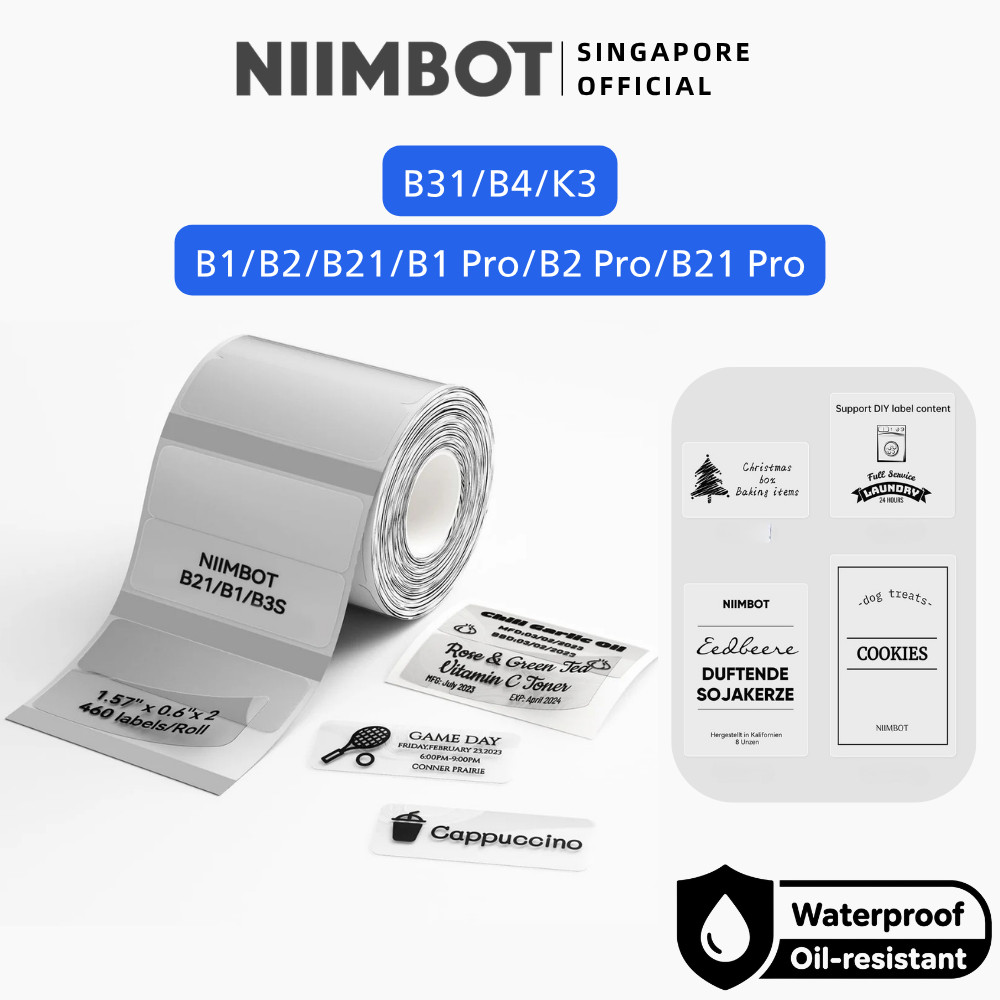 NIIMBOT สติกเกอร์ฉลากโปร่งใสสําหรับ B1 B2 B21 B1 Pro B2 Pro B21 Pro B3S B31 B4 ความร้อนใสกันน้ําชื่อ