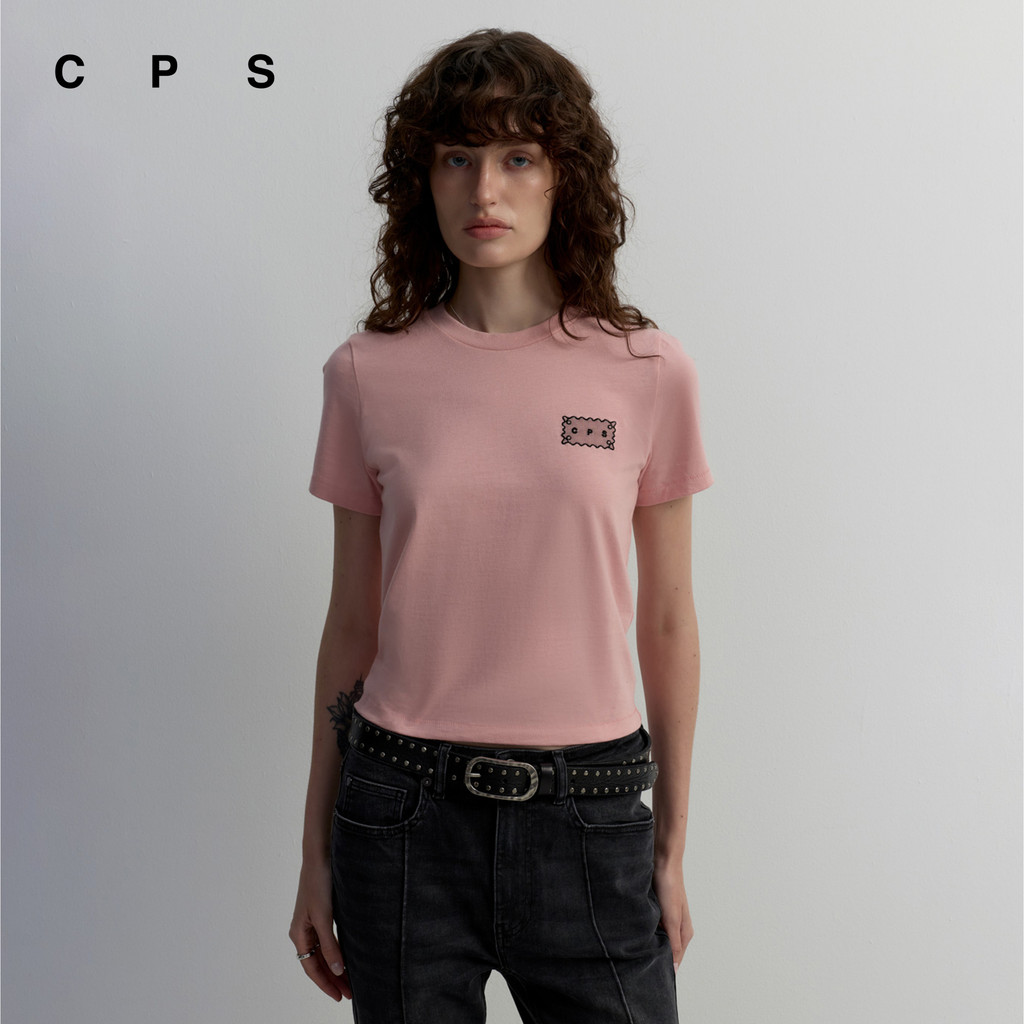 CPS เสื้อยืดแต่งโลโก้ลูกไม้ ผู้หญิง LACE LOGO TEE รุ่น C26WGWA098 (AW26#A1)