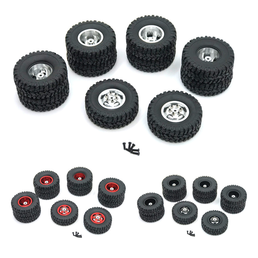 ล้อคู่โลหะล้อ Hub Rim ยางสําหรับ WPL B16 B36 JJRC Q60 Q63 Q64 Fayee FY004 MN-77 6WD 6X6 RC รถอัพเกรด