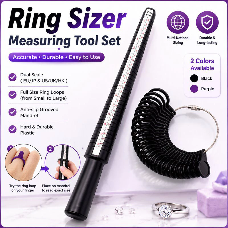 ที่วัดแหวน Ring Sizer ชุดวัดนิ้วมือ 0-13 พร้อมไม้เทียบไซส์ US UK ใช้กับงานขายแหวนและงานช่างจิวเวลรี่