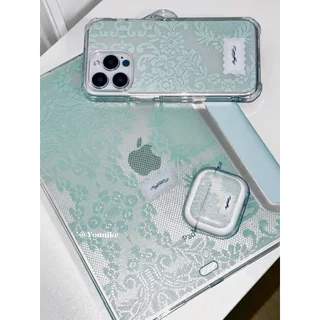 Dream Core Girl Mint Lace สไตล์เกาหลี ins เหมาะสําหรับ iphone17pro/17promax เคสป้องกัน Apple 16 เคสโทรศัพท์ 16promax เคสป้องกัน 15 กันกระแทก 13/14 กรณี 11/12/12promax/17air