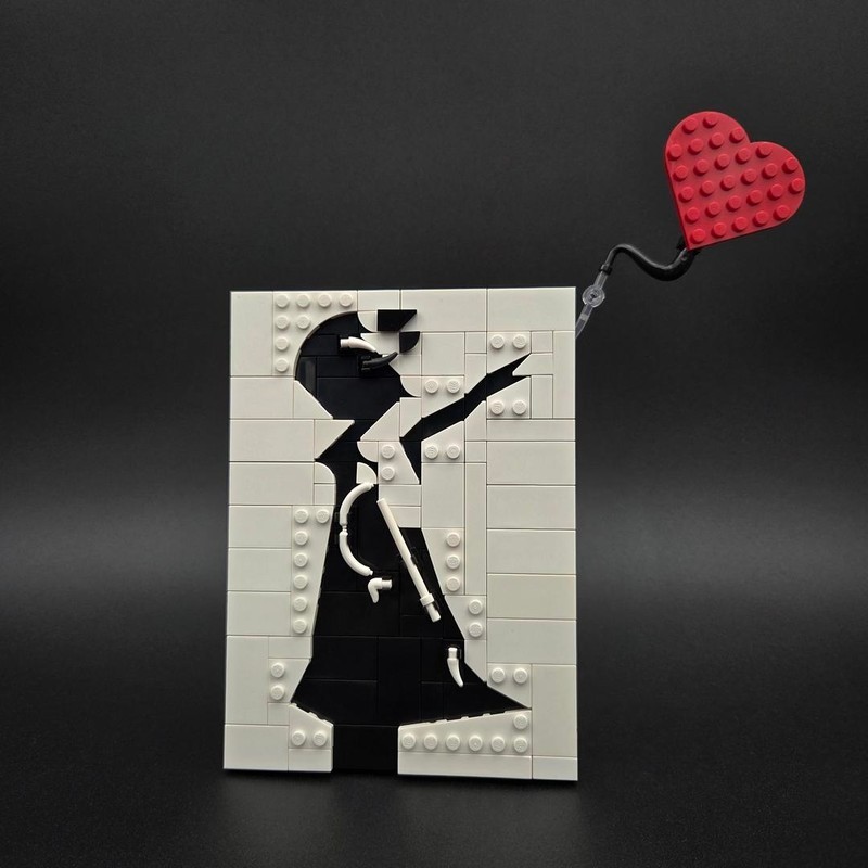 Creative Bricks Banksy Girl พร้อมบล็อกบอลลูนของเล่นเข้ากันได้กับ "Lego" สําหรับของขวัญเด็กชายและเด็ก