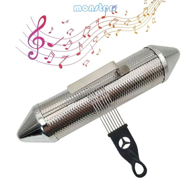 Mon Metal Guiro Instrument Shaker Guiro Shaker พร้อม Scraper เครื่องดนตรีรอบกระบอก Latin Percussions