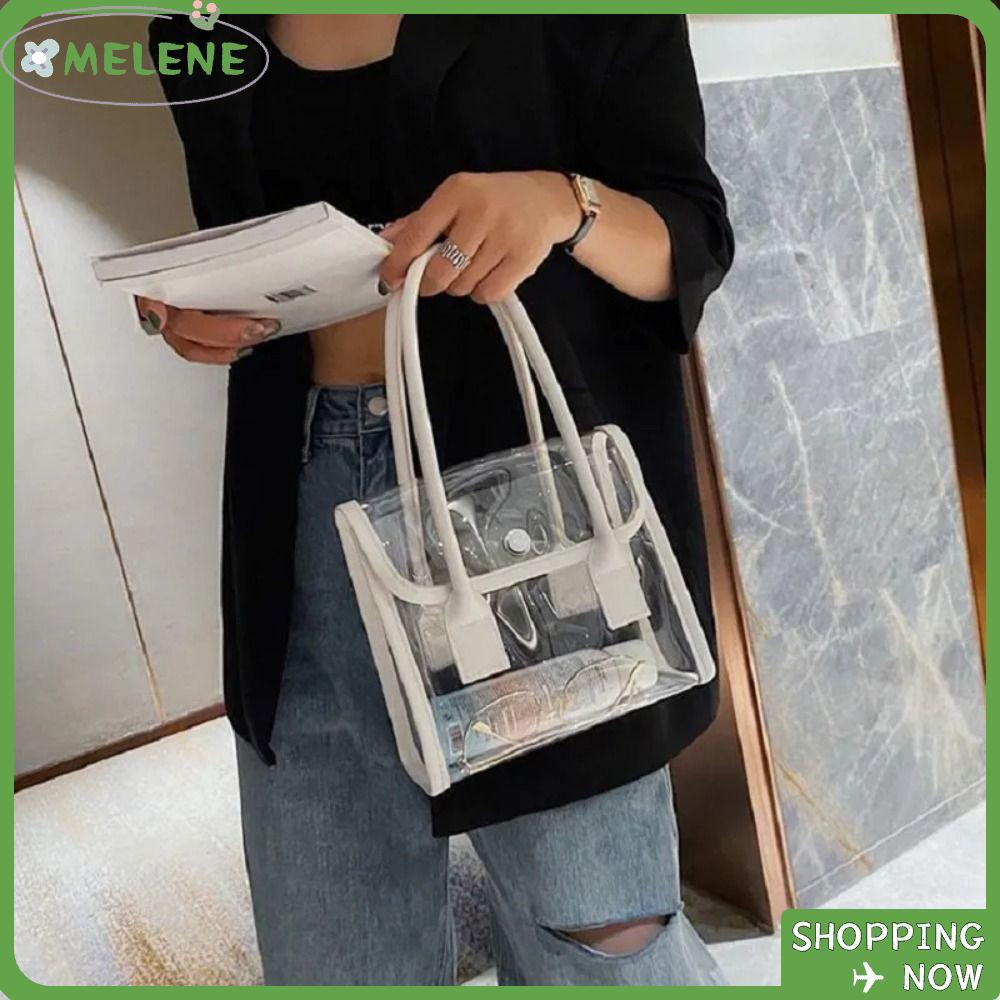 MELENE กระเป๋าใส, PVC Portable Travel Jelly Bag, Totes Fashion Beach Totes Bag