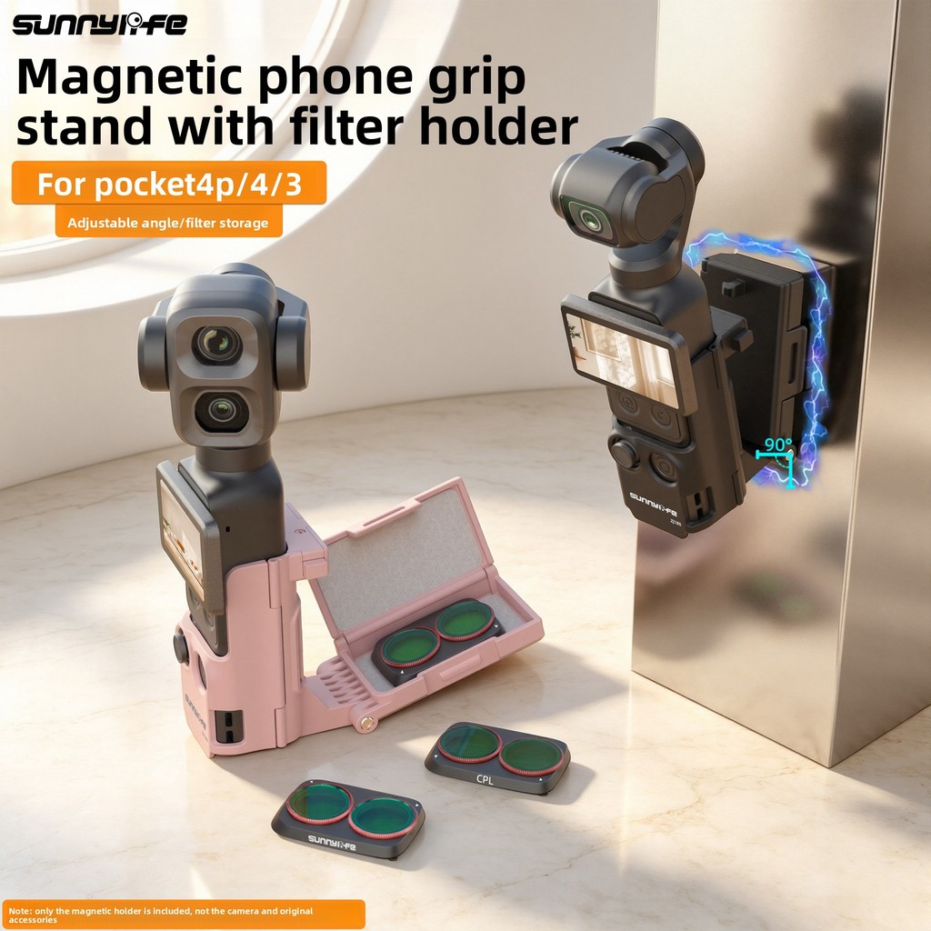 Sunnylife Pocket 4P 4 3 Handheld Grip Magnetic Mount ฐานปรับการถ่ายภาพแบบพกพาขาตั้งกล้องอุปกรณ์เสริม