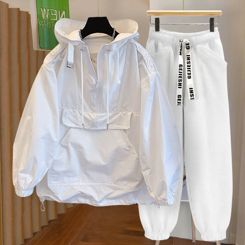 Street Wear Workwear Hooded Sun Protection Clothing Suit Men Women Summer Trend Stitching Thin Style