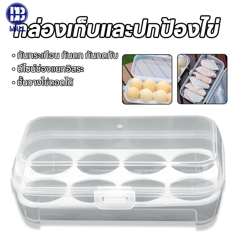 กล่องเก็บไข่พลาสติกใส กันกระแทกกดทับ 3-8 ฟอง น้ำหนักเบาพกพาสะดวก ใช้ในตู้เย็นและพกเดินทาง