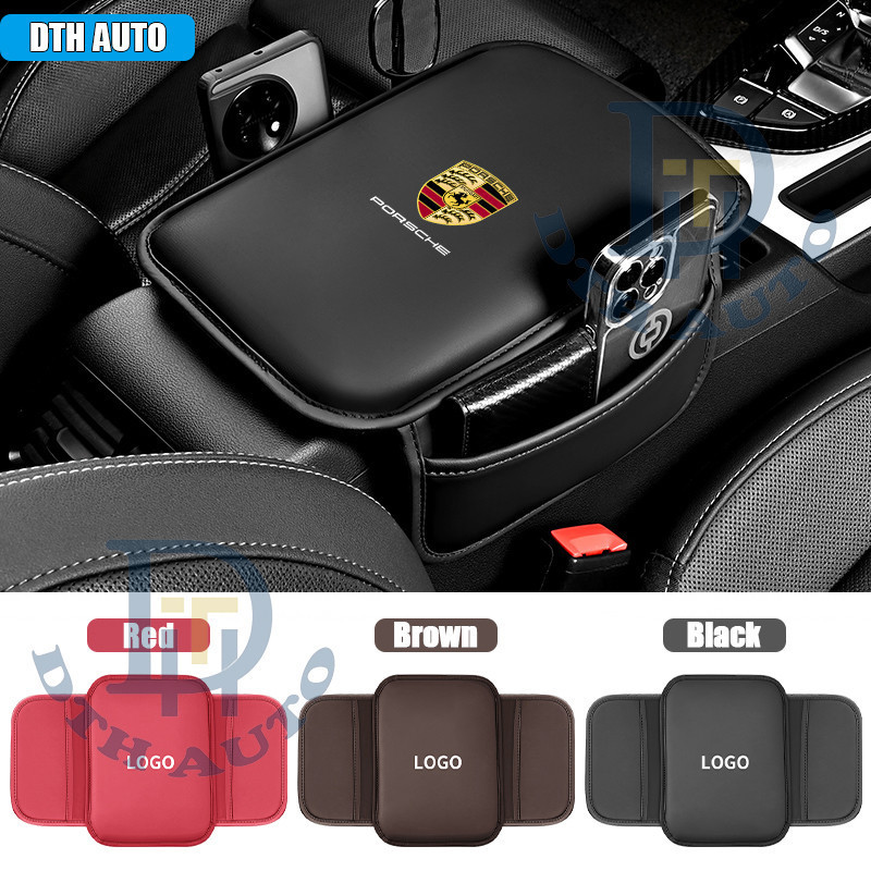 Porsche PU หนังรถ Armrest Mat คอนโซลกลางรถกล่องป้องกันเบาะหมอนสําหรับ Cayenne 911 Panamera Macan Tay