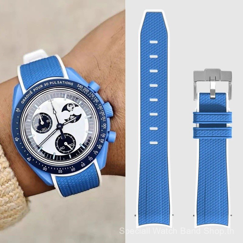 20 มม.โค้ง Quick Release สายนาฬิกายางหลายสีสําหรับ Omg Moonwatch Speedmaster Planet สายรัดข้อมือ