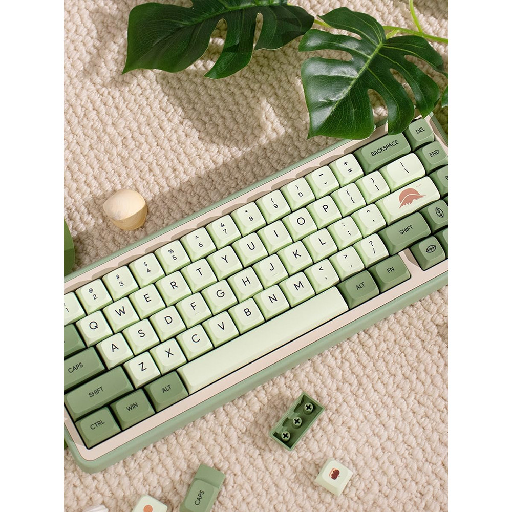 Cross-Border 124-Key Matcha Theme PBT Sublimation Keycap XDA ความสูงภาษาอังกฤษไทยญี่ปุ่นไวยากรณ์เกาห