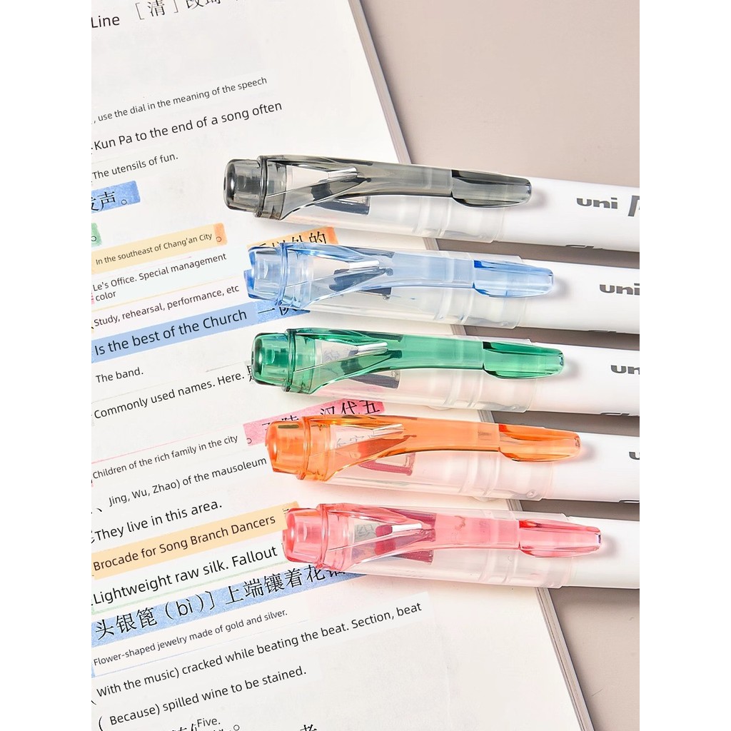 ญี่ปุ่นญี่ปุ่น uni Mitsubishi Highlighter โปร่งใสภาพหน้าต่าง PUS103T ควันสีเทา Double-Headed Marker 