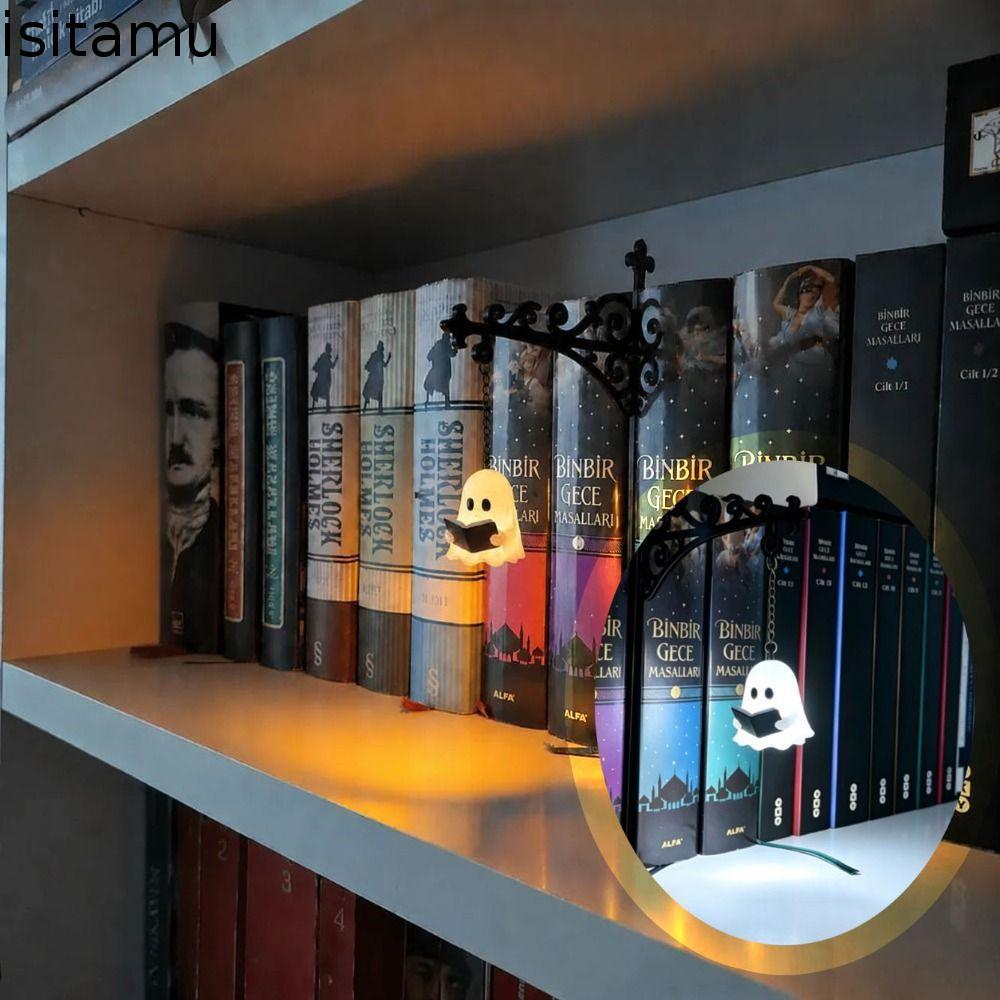 ISITAFT ชั้นวางหนังสือผีแสง,แสงโคมไฟชั้นวางหนังสือสีขาวอบอุ่น,แสงโดยรอบวินเทจชั้นวางหนังสือโคมไฟห้องสมุด