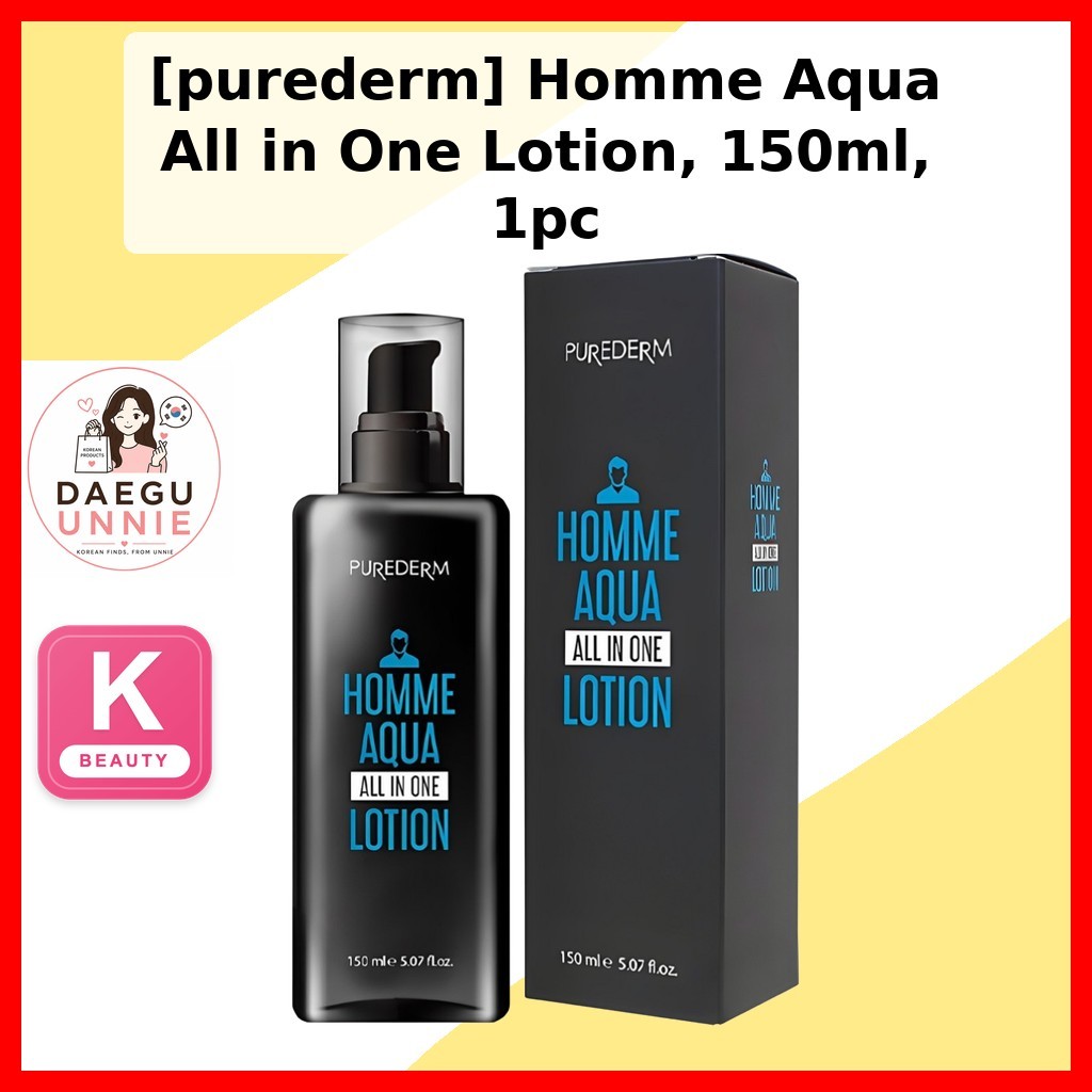 [purederm] Homme Aqua All in One Lotion, 150ml, 1pc / Korean All in One Lotion / Moisturizer