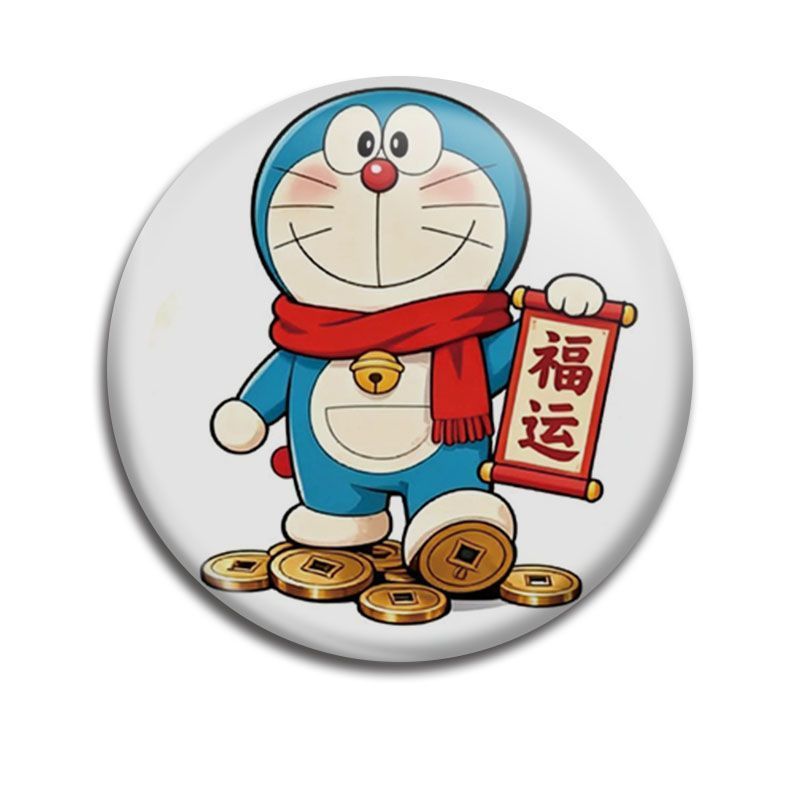 ยอดนิยม Lucky Doraemon การ์ตูนป้ายเข็มกลัดของขวัญ 58 มม. Tinplate ตกแต่งบาร์ Chiguzi ป้ายสินค้า