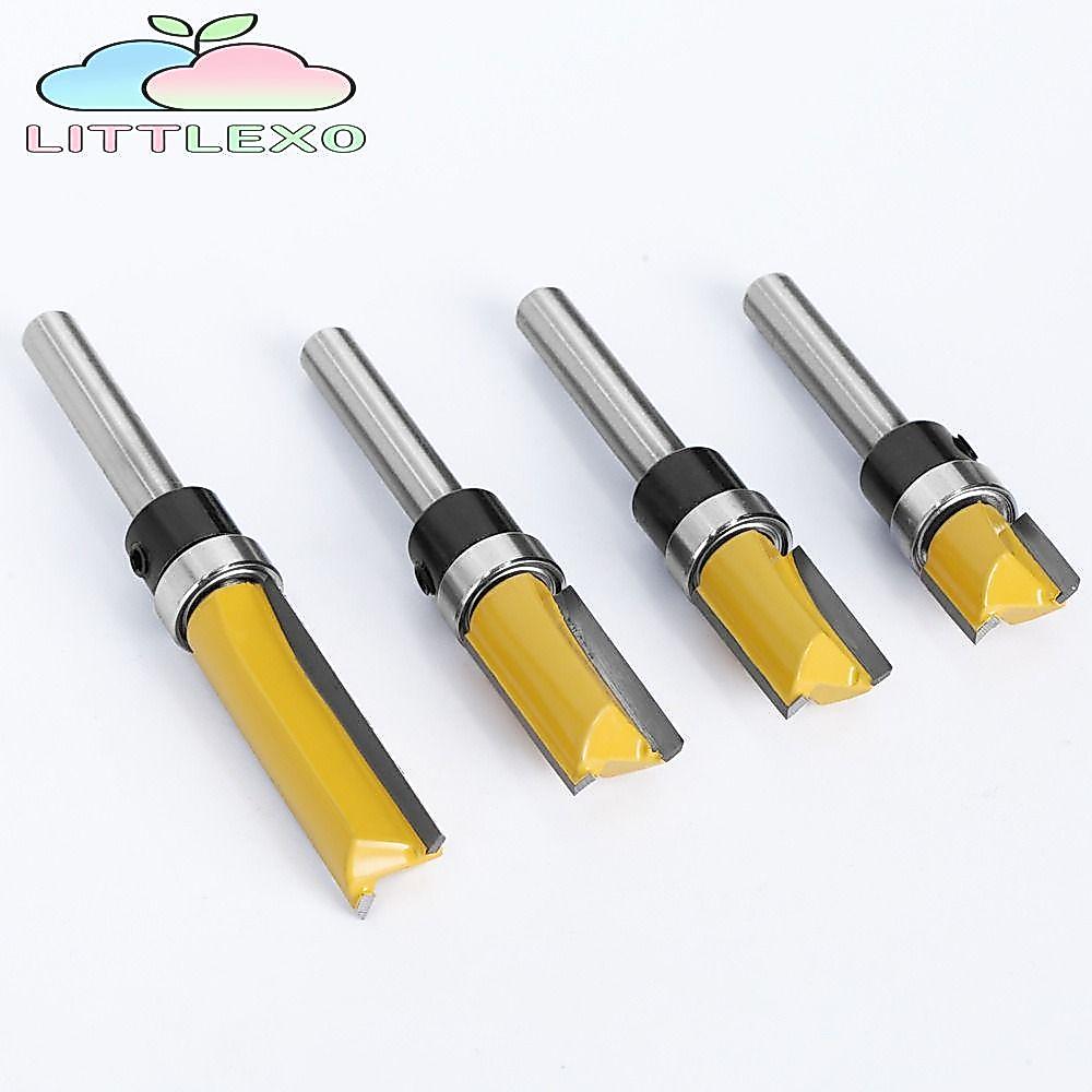 LITTLEX Trim Router Bit ฟันตรงเครื่องตัดกัดสองคมพร้อมแบริ่ง 6.35m Shank Slotting Cutter เครื่องมืองานไม้