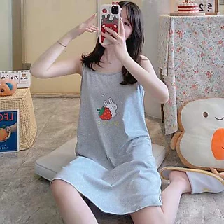 146 เสื้อนอนหรือชุดนอนสายเดี่ยวกระโปรงยาวน่ารักๆลายการ์ตูนราคาถูกๆผ้านิ่มฟินใส่สบายมากๆ (สินค้าพร้อมส่ง)