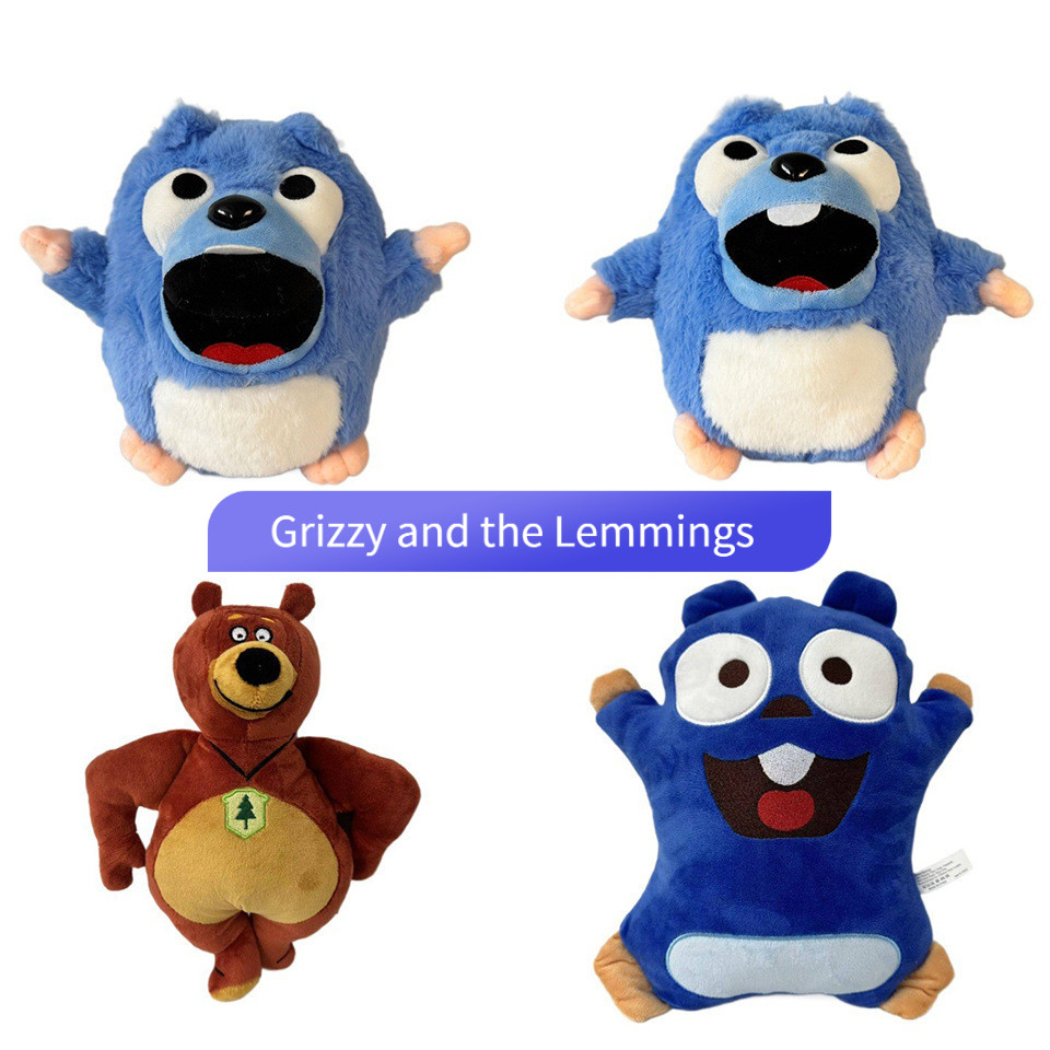 🐻 Grizzy and the Lemmings ตุ๊กตาพลัช Grizzy Bear & Lemming 🎁 ของขวัญวันเกิดเด็ก นุ่มฟู พร้อมส่ง ✨