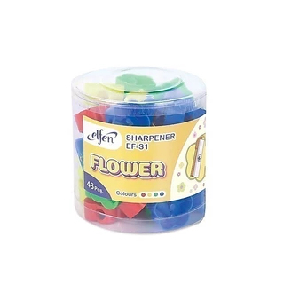 Elfen กบเหลา กบเหลาดินสอ EF-S1 ดอกไม้ คละสี 48 ชิ้น (1 กระปุก)