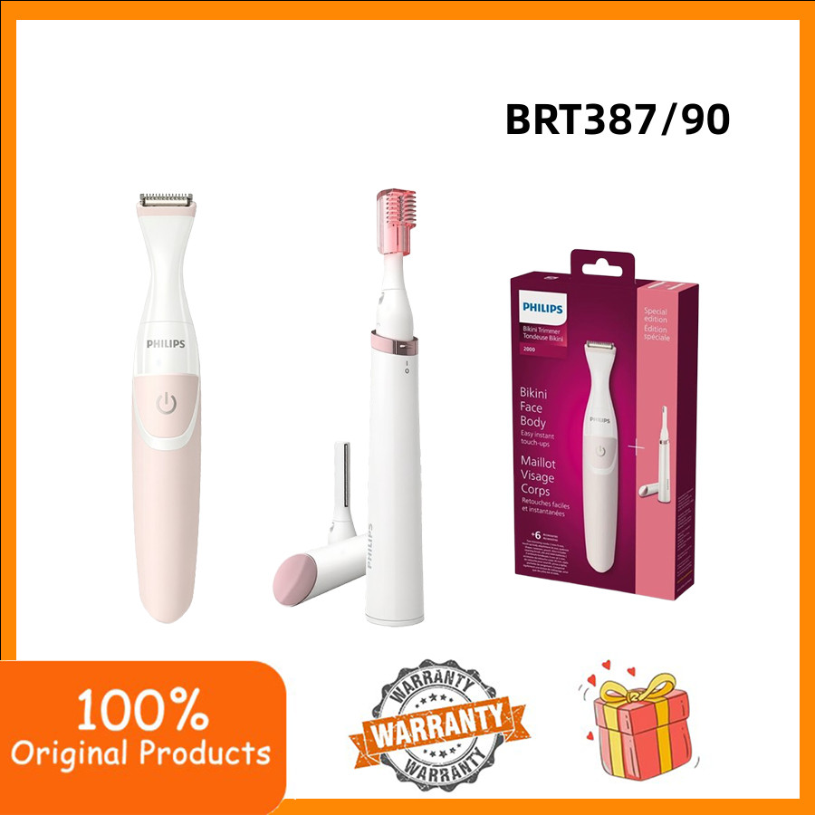 BRT387/90 Female bikini trimmer with dry battery powered facial precision trimmer