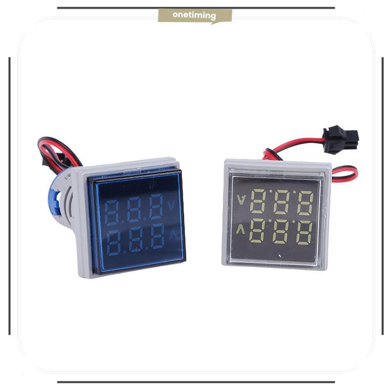 Onetimingsuper5p Mini Dual Display โวลต์มิเตอร์แอมป์มิเตอร์ AD16-22VAMS 220V สแควร์ LED ดิจิตอลแอมป์มิเตอร์แรงดันไฟฟ้า Current Meter Voltammeter PER