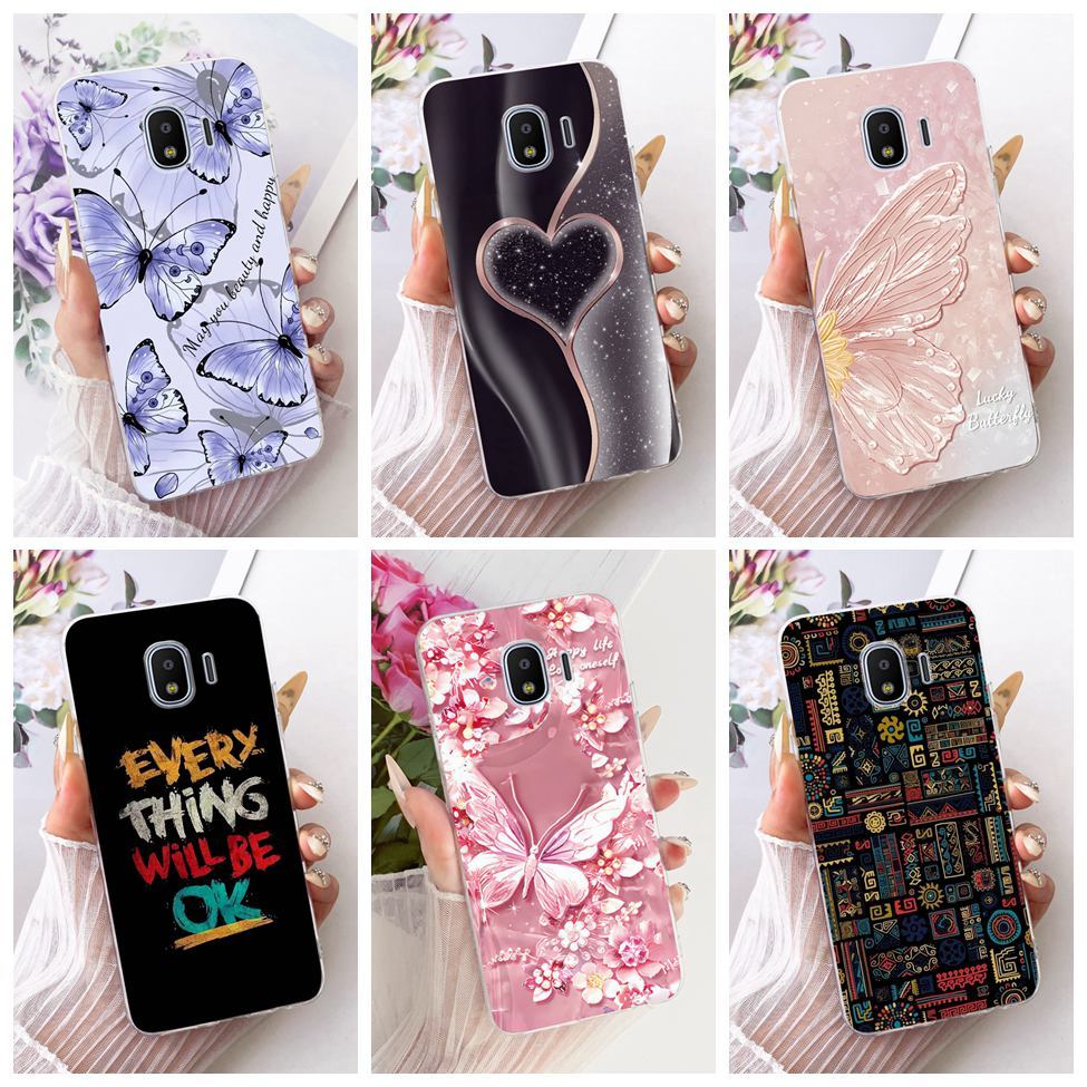 สําหรับ Samsung J2 Pro 2018 กรณีแมวน่ารักหรูหราดอกไม้ Cool ทาสีปลอกนุ่ม SM-J250G SM-J250F SM-J250M S
