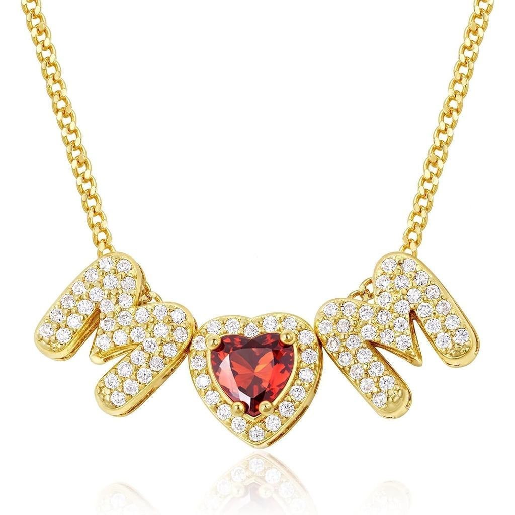 KissYanMomสร้อยคอสําหรับผู้หญิง,14KGoldPlatedLoveHeartBirthstoneสร้อยคอDaintyMothersDayJewelryGiftfo