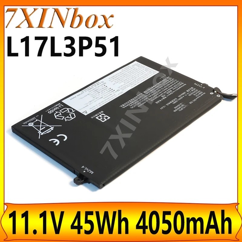 7XINbox L17L3P51 11.1V 45Wh 4050mAh แบตเตอรี่แล็ปท็อปสําหรับ Lenovo ThinkPad E480 E490 E495 E590 E58