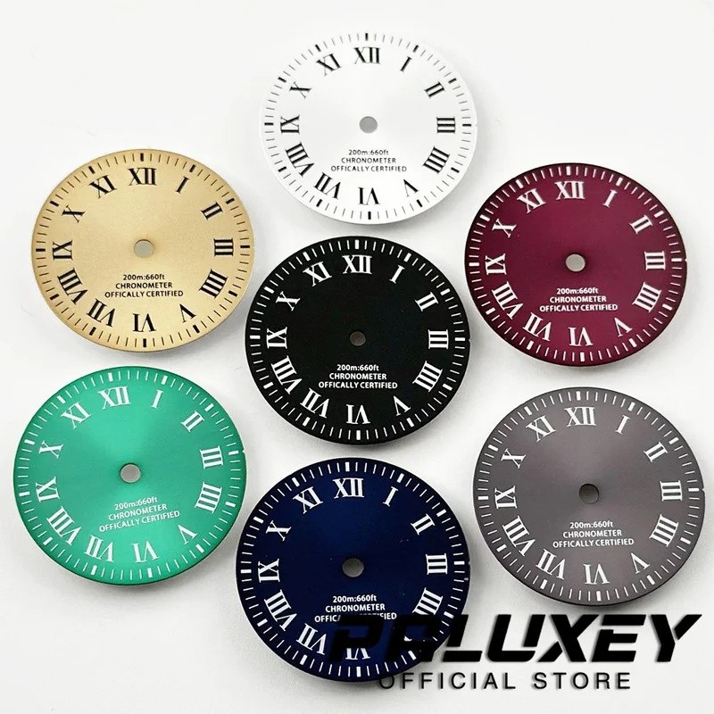 PALUXEY 29 มม.สีดําสีฟ้าสีเขียวสีเทานาฬิกาสําหรับ NH35 NH36 ETA 2824 2836 Miyota 8215 821A การเคลื่อ