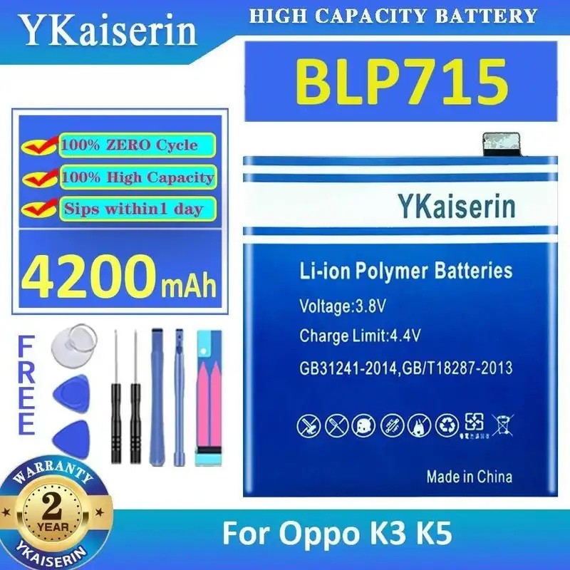 ความเข้ากันได้สูง 4200Mah สําหรับ Oppo K3 K5 BLP715 แบตเตอรี่โทรศัพท์มือถือปลอดภัย