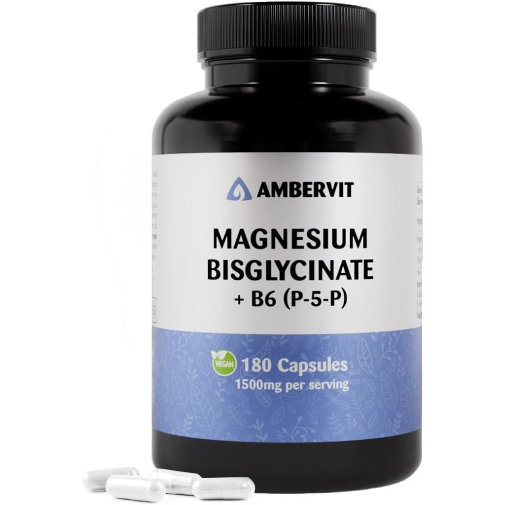 High Dose Magnesium Glycinate-180 แคปซูล แคปซูลมังสวิรัติ บรรจุวิตามิน B6 P-5 P-300mg Element Magnes