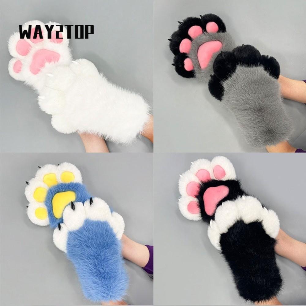 WAY2TOP Fursuit Claw Mittens, Faux Fursuit การ์ตูนสัตว์ Fursuit ถุงมือ, Handmade Fluffy เล็บอะนิเมะ 