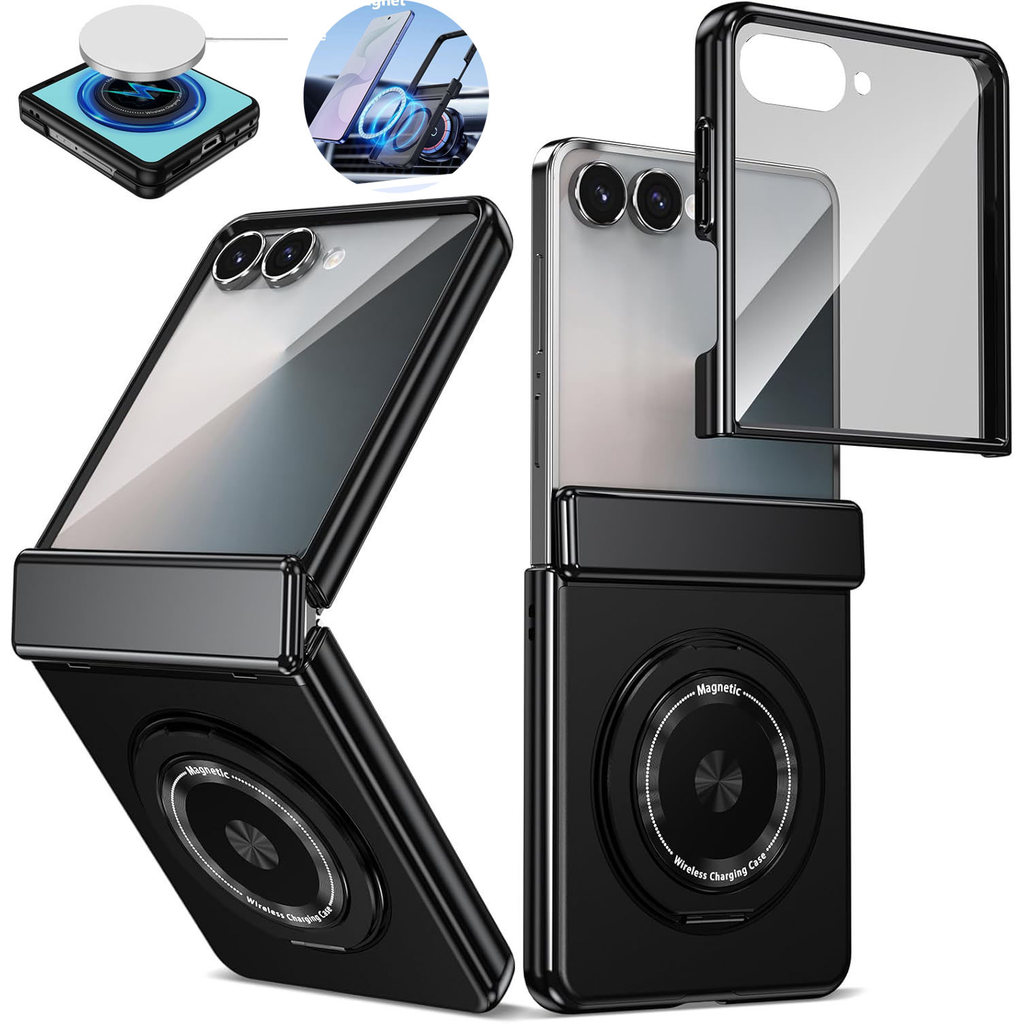 SAMSUNG ปลอกแหวนสําหรับเคส ซัมซุง กาแลคซี Z พลิก 8 รองรับแม่เหล็กชาร์จไร้สายติดรถยนต์ฝาครอบบานพับแบบบูรณาการพร้อมตัวป้องกันหน้าจอป้องกันเต็มพลิก345678