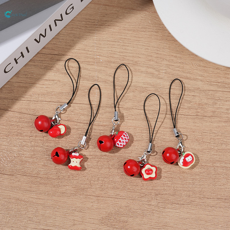 พวงกุญแจจี้รูปโทรศัพท์ Apple Bell น่ารัก สำหรับผู้หญิงและเด็กผู้หญิง สายคล้องโทรศัพท์อเนกประสงค์สร้อยเชือก