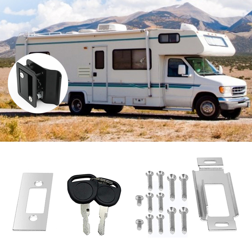 ⚡️จัดส่งในพื้นที่⚡️ Caravan RV Travel Trailer Entry ประตูล็อค Camper ประตู Latch Handle พร้อมคีย์ RV