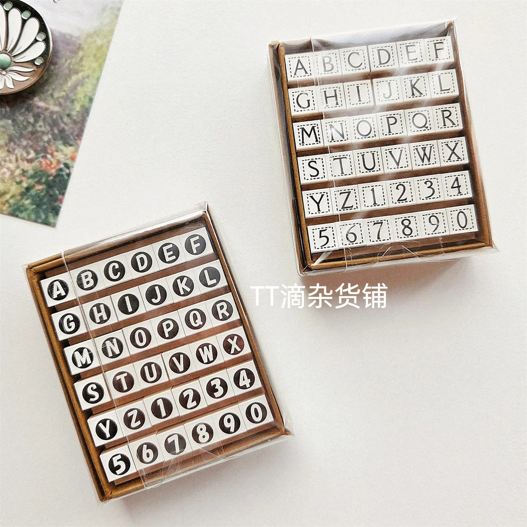 Ai Workshop Ai. Retro 1 ซม. 36 ชิ้น Alphanumeric Seal Set Handbook Seal