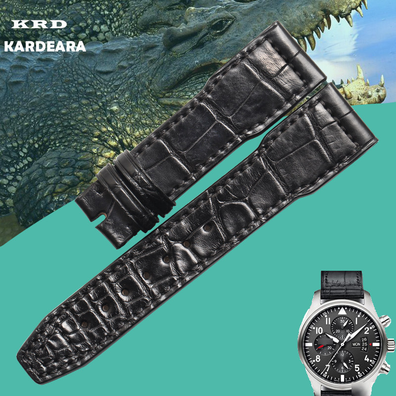 Kardeara สายหนังจระเข้อเมริกัน ทดแทน IWC IWC Pilot IW377701Strap Mark 17 Male
