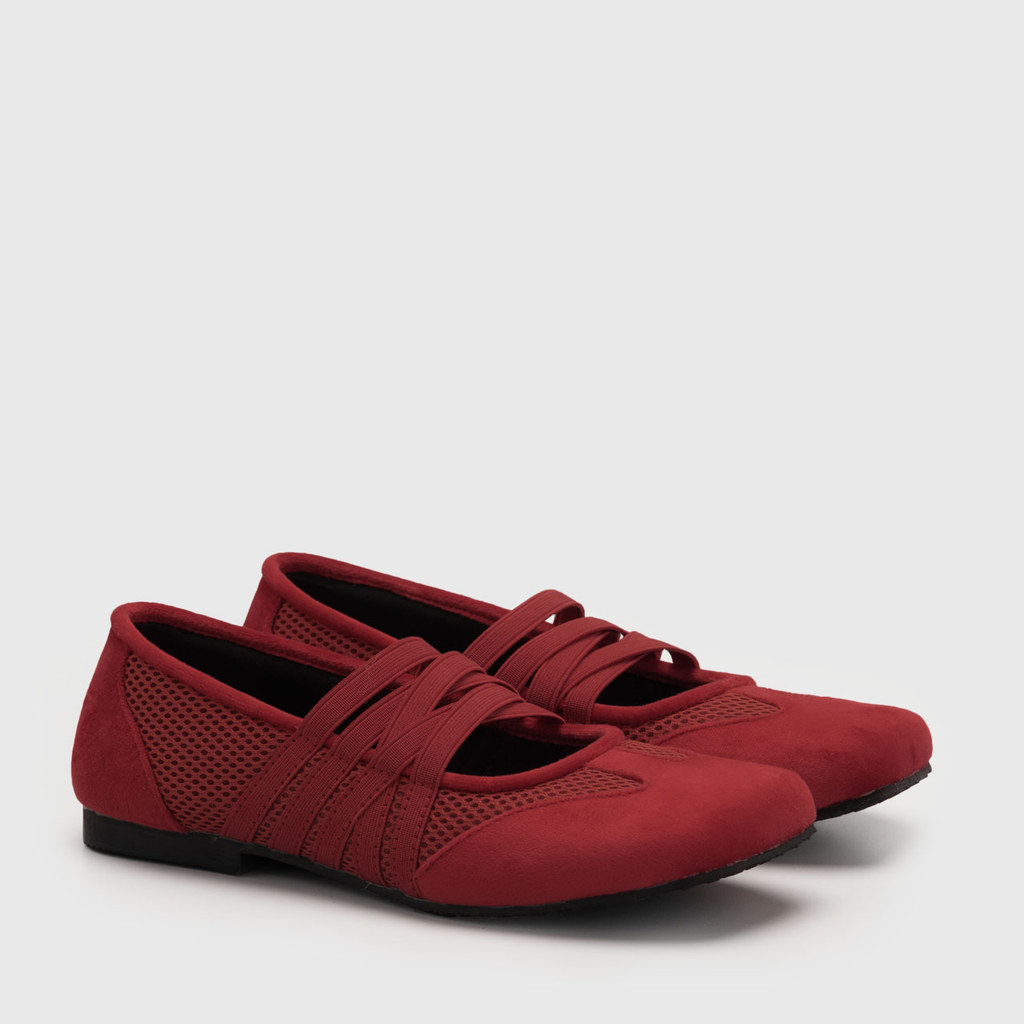 โครงการที่น่ารัก - Eleva Flat Shoes สีแดง - รองเท้าผู้หญิง