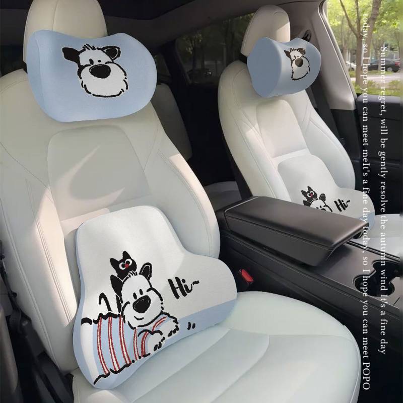 Automotive Headrest Neck Pillow Four Seasons Universal Puppy Car Pillow Memory Foam Car Waist Cushio
