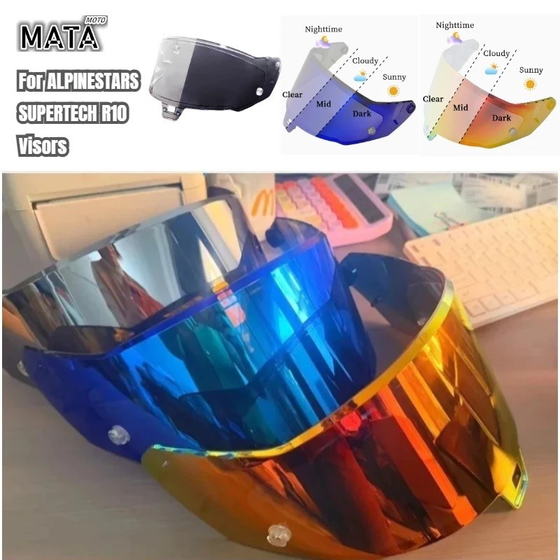 Hot สําหรับ ALPINESTARS SUPERTECH R10 Visors เปลี่ยนสี UV ทนเลนส์หมวกกันน็อค R10 สี