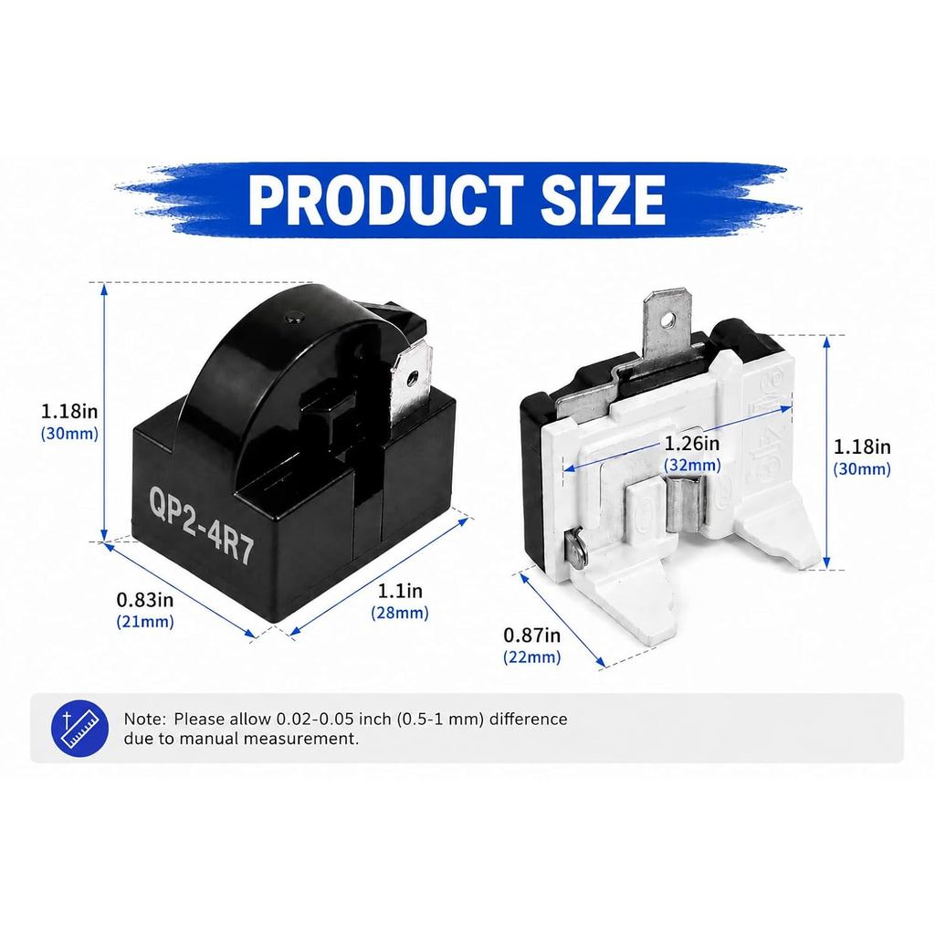 1 ชิ้น QP2-4R7 1Pin 4.7 โอห์มตู้เย็น Starter/Start รีเลย์สําหรับ Vissan Danby คอมเพรสเซอร์รีเลย์และ 