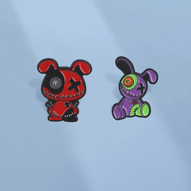 Voodoo ตุ๊กตาเคลือบ Pins เย็บหมีกระต่าย Gothic เข็มกลัด Spooky สัตว์ป้ายปกฮาโลวีนอุปกรณ์เสริมของขวัญสําหรับเพื่อน