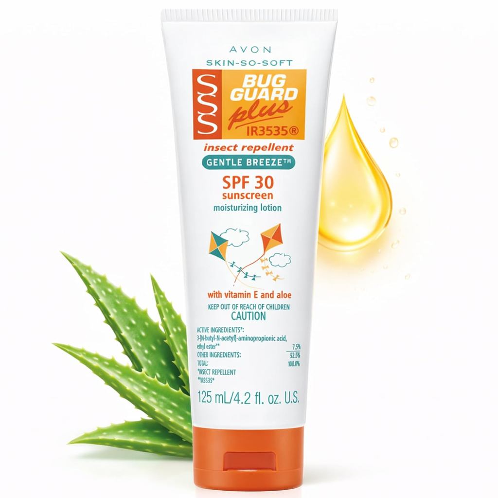 AVON Skin So Soft Bug Guard Plus IR3535 โลชั่นไล่แมลงให้ความชุ่มชื้น Gentle Breeze SPF 30 Lotion, คร