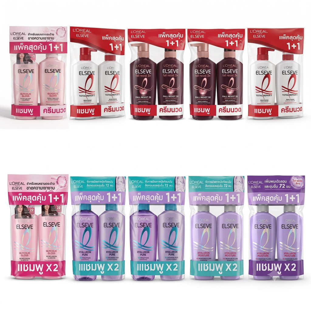 L'Oreal Paris Elseve แชมพู / ครีมนวด ลอรีอัล ปารีส เอลแซฟ 375/400/410 มล. (แพ็คคู่) สูตรบำรุงผม