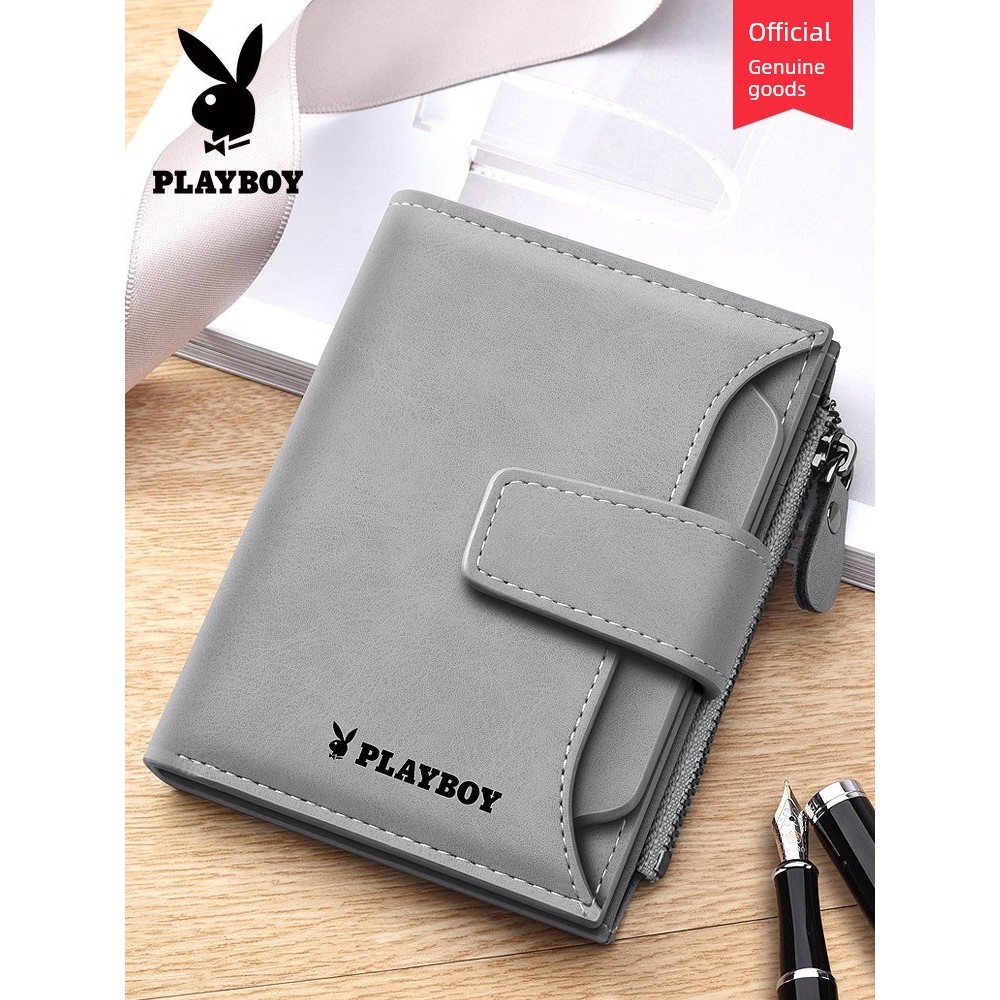 (Forever young) bester brand กระเป๋ Playboy Mens Genuine Leather Simple Short Wallet