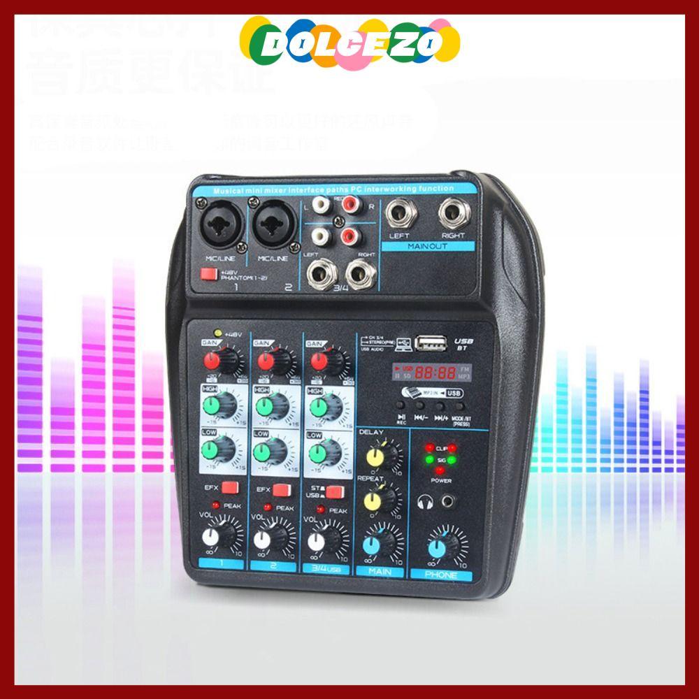 CODDOLCEZO Audio Mixer, with 48V Phantom Power Monitor Karaoke System DJ Console Mixer, Bluetooth Po